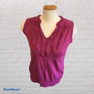 Ann Taylor LOFT Pink Ruffled Tank Top